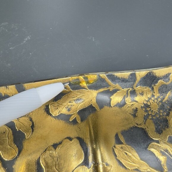 Vintage 3 Part Divided Dish Plate Platter With Heavy Gold Painting Flower Decor - Picture 6 of 12